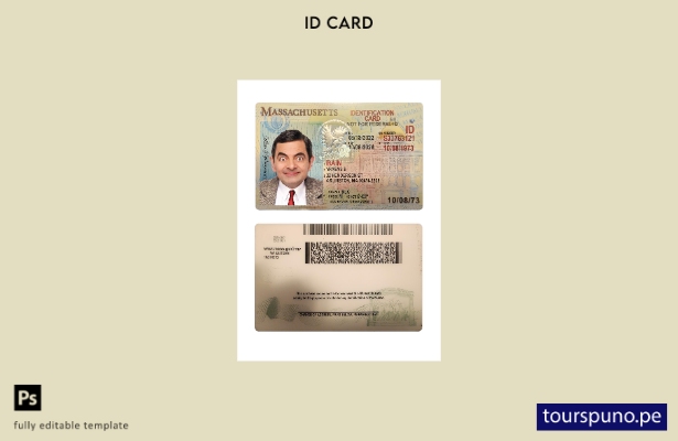 Listo para imprimir la plantilla de tarjeta de identificación de Massachusetts d